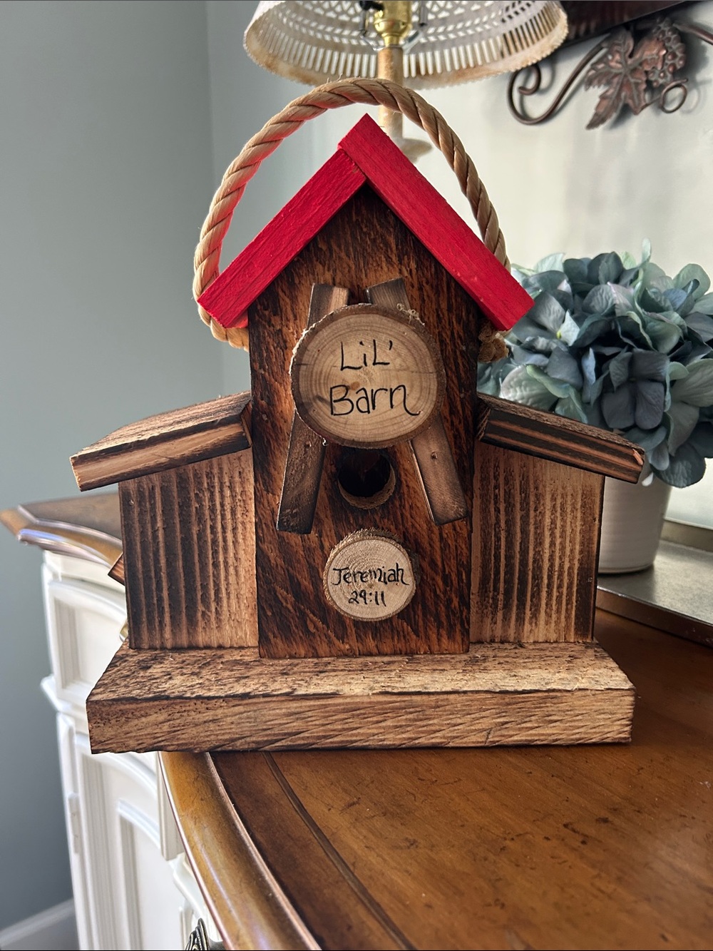 Rustic 'Lil Barn' Decorative Wooden Birdhouse - Brown & Red
